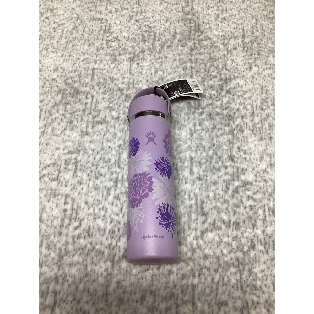 Hydro Flask Special Edition 24 oz Wide Flex Straw Cap Pixie Purple Floral Bottle